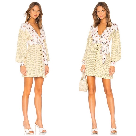 Free People Women’s Size XS Wonderland Mini Dress Button Down Floral Bohemian - Picture 4 of 9